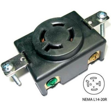 CONNTEK Conntek, 20A 4-Prong Locking Single Flush Receptacle w/ NEMA L14-20R Female End, 3 Pole-4 Wire 80615